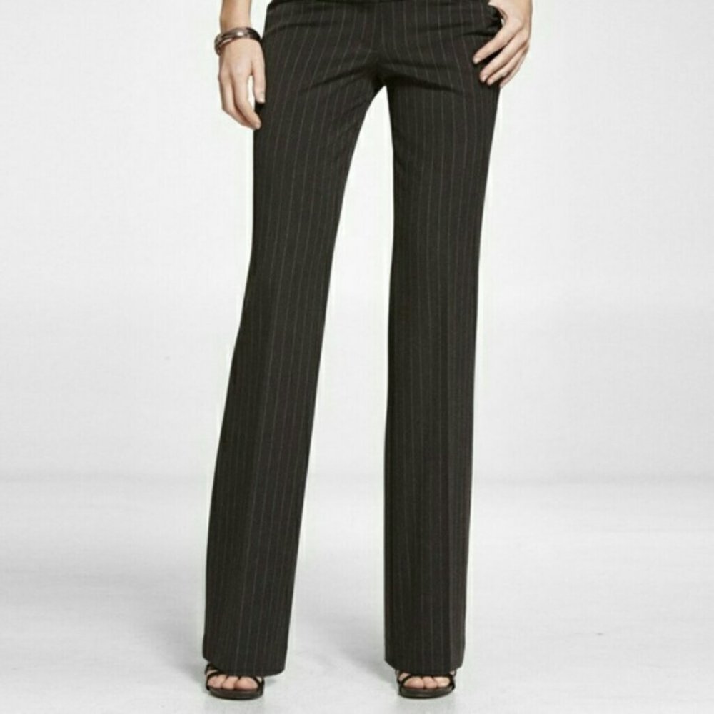 Express Editor Flare Pants Black Pinstripe